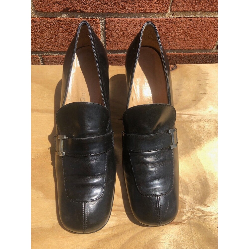 Iceberg Designer Women black Leather heel loafers shoes Size EUR 36